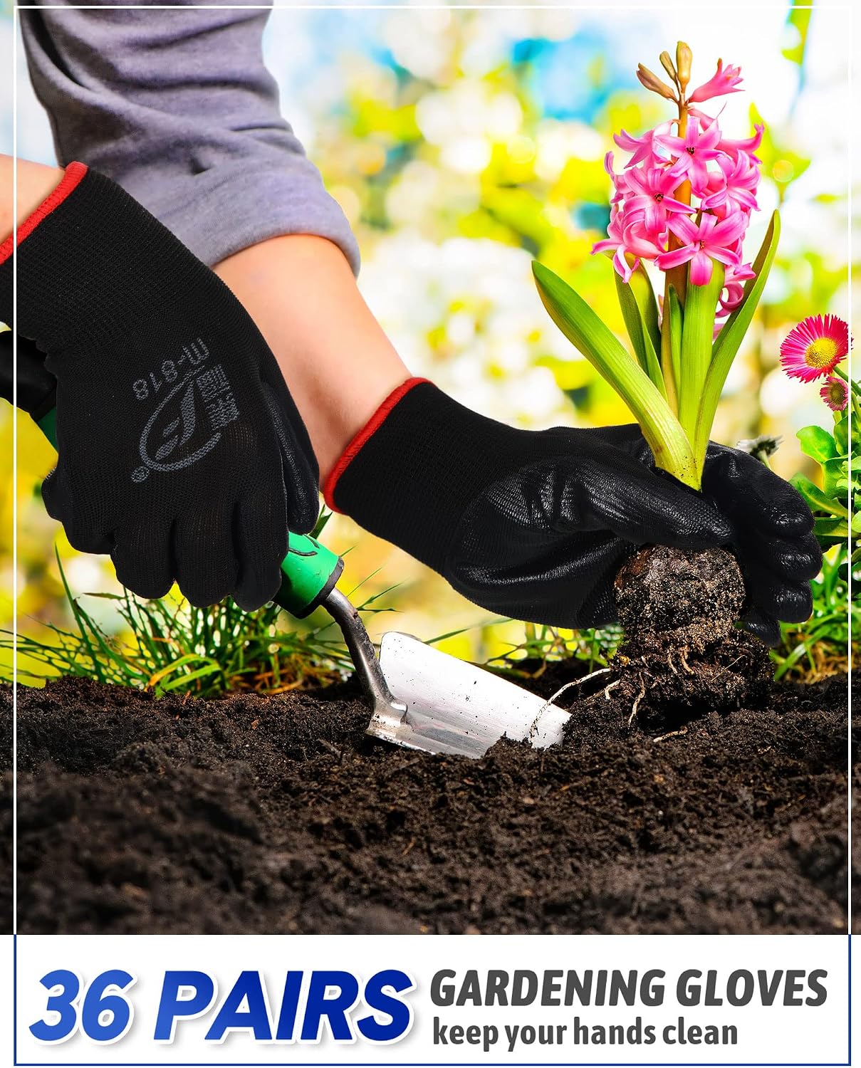 Honeydak 36 Pairs Garden Gloves Bulk for Men Women | Heavy Duty Work Gloves, Breathable Rubber Coated, Durable