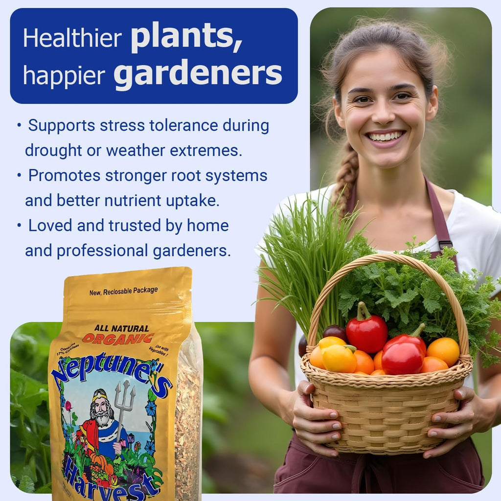 Neptune’s Harvest Organic Crab & Lobster Shell Multi-Purpose Plant Food (5-3-0) - 4 LB Resealable Bag - Rich in