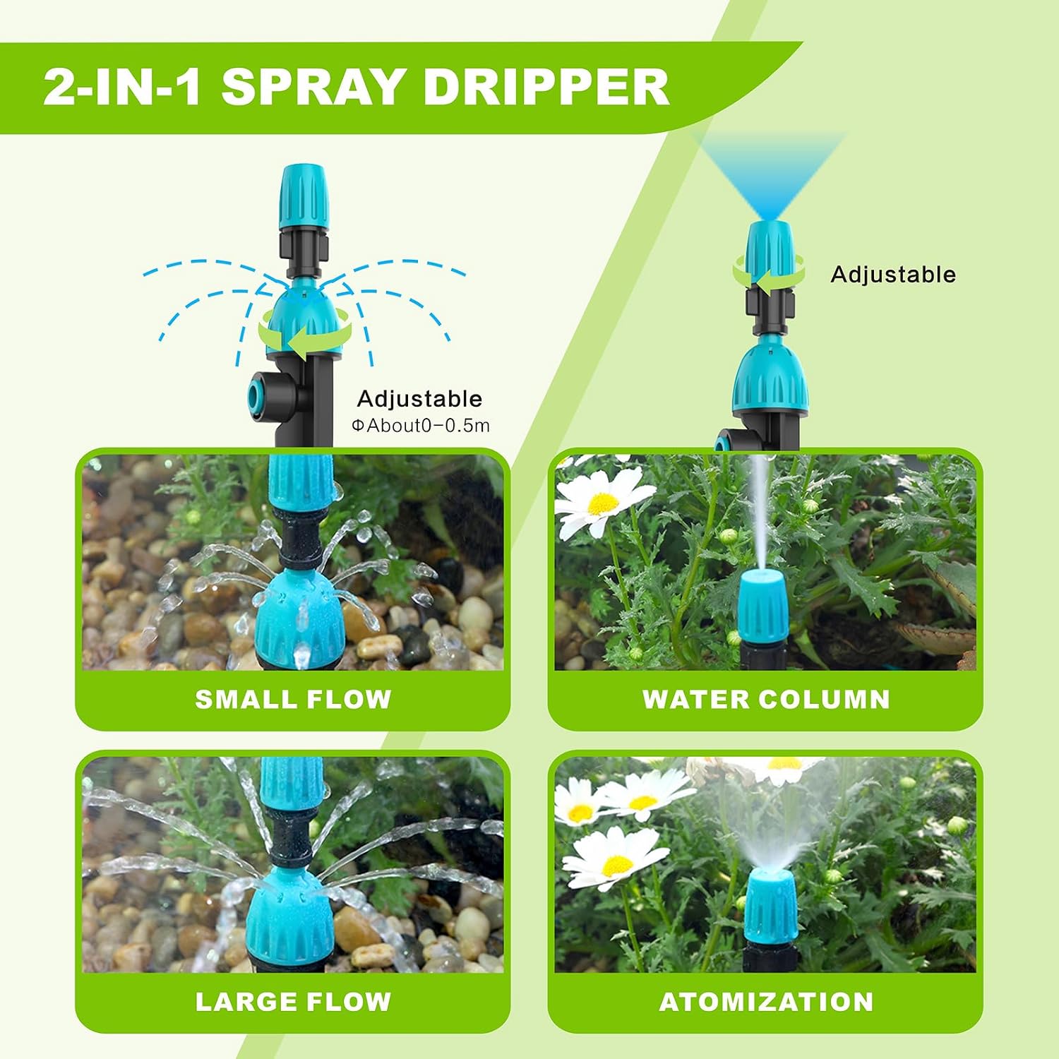 98ft Drip Irrigation Kit, Upgraded Quick-Connect System with Adjustable Nozzles & Durable Hoses, Complete Garden