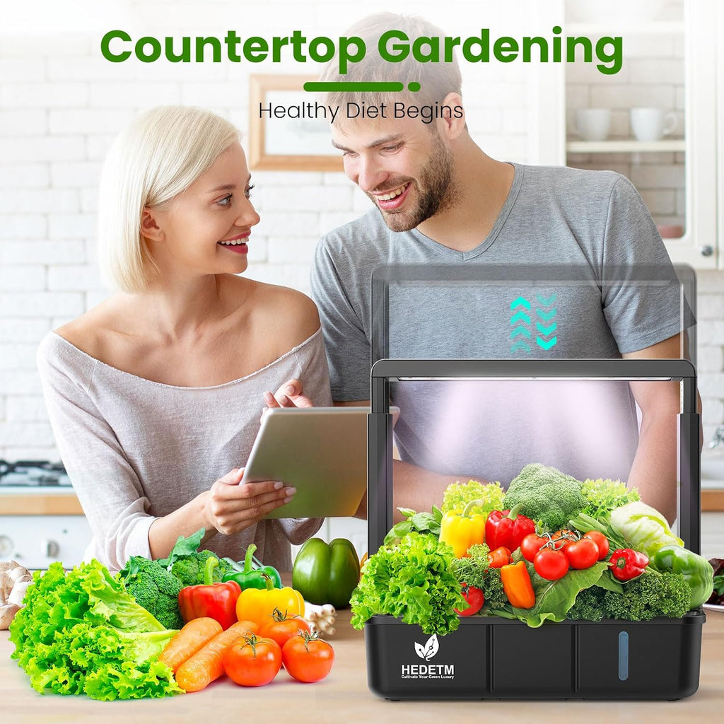 15 Pods Hydroponics Growing System Indoor Garden with LED Grow Light | Countertop plant germination kit, hydrophonic