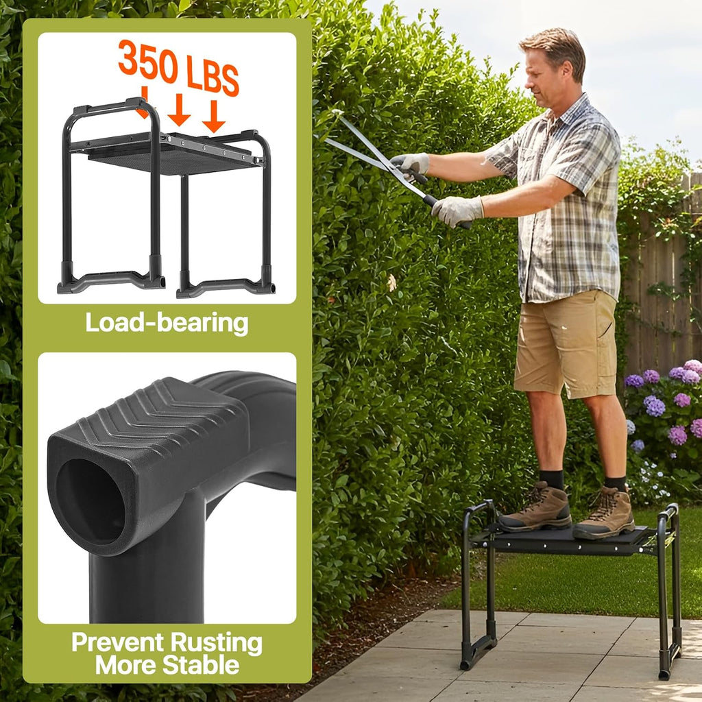 Garden Kneeler and Seat Heavy Duty, Wider and Thicker Kneeling Pad Stool | Foldable Gardening Kneeling Stool with 2
