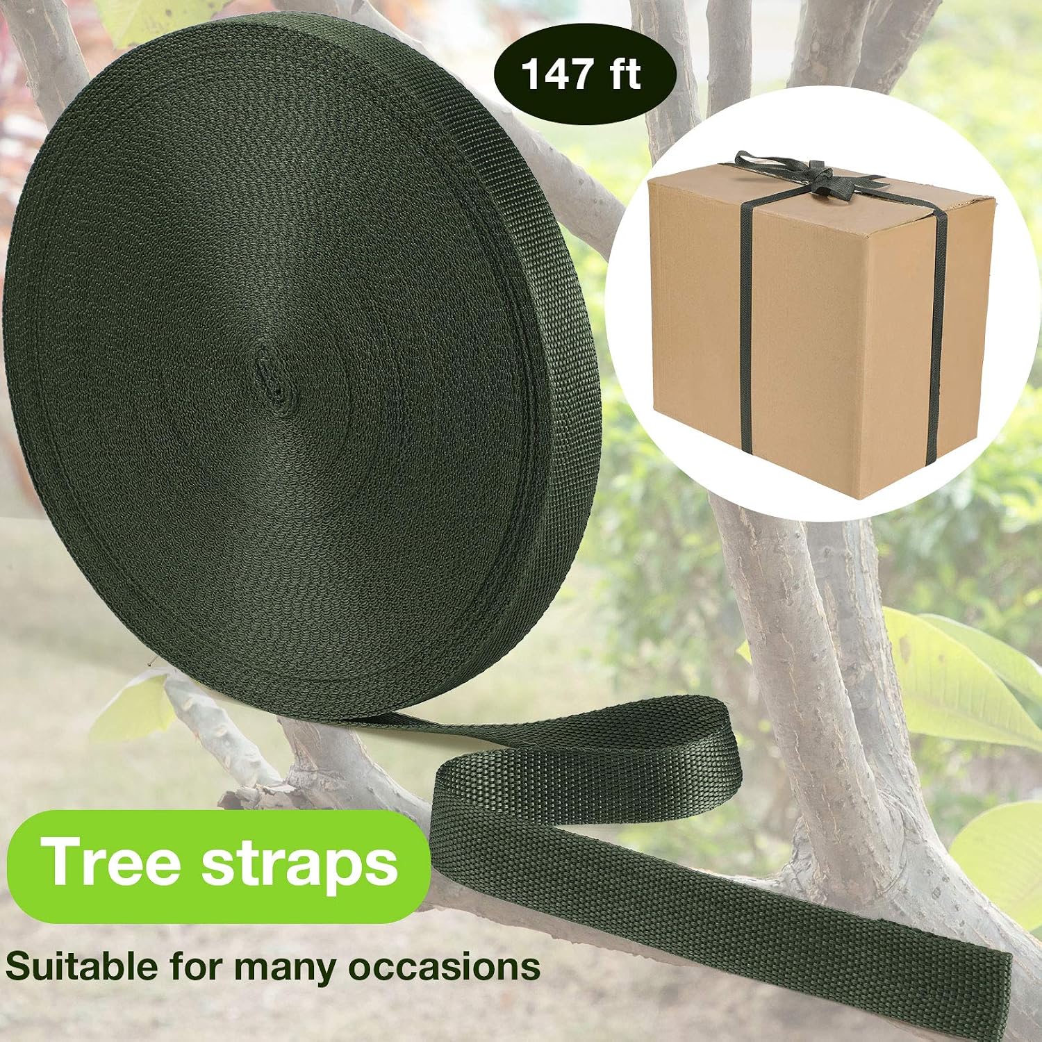 Shappy Tree Tie Strap Garden Webbing Strap Garden Plant Supports Tree Tie Staking and Guying for Outdoor Use, Plant