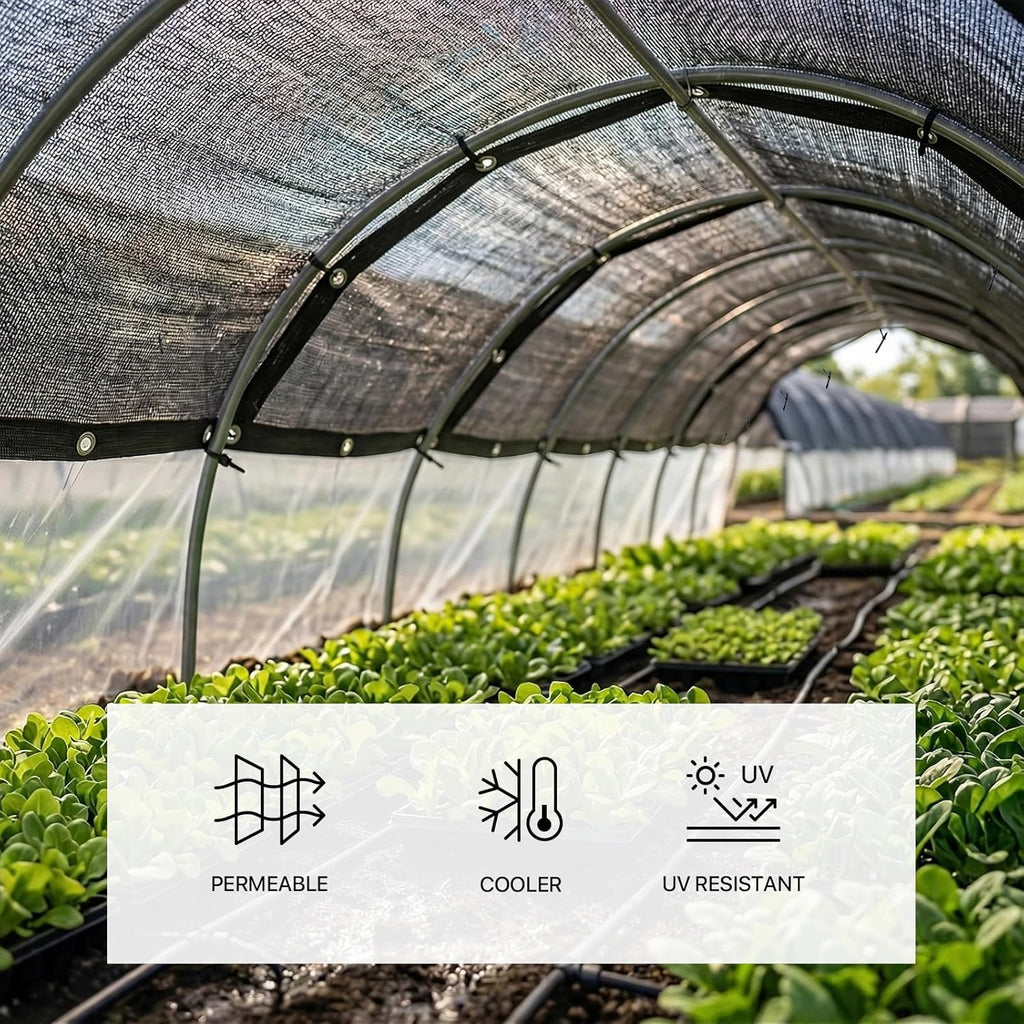 Royal Shade 50% Black Shade Cloth 16FT x 16FT Mesh Tarp with Grommets for Garden Patio, Plant Shading, Greenhouse