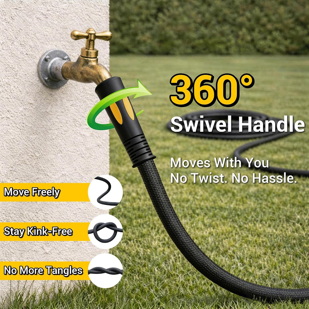 TheFitLife 50 FT Garden Hose, Heavy Duty, Lightweight, Kink-Free, Flexible | 50ft Non-Expandable Water Hose Pipe with