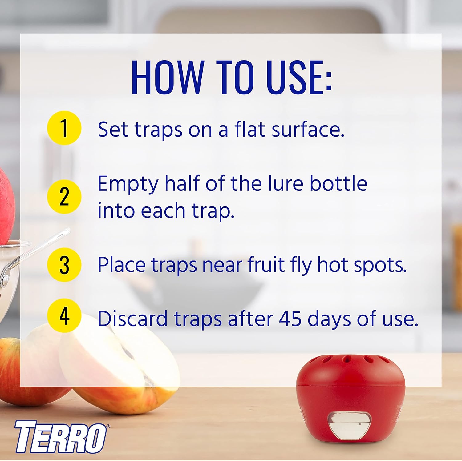 Terro Fruit Fly Traps for Indoors (12 Pack) + 540 Days of Lure Supply