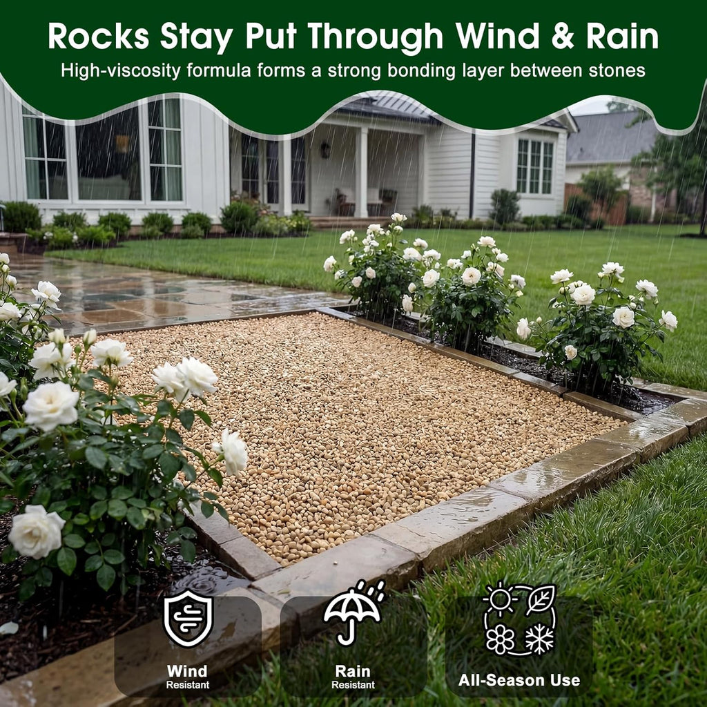 Teexpert 1 Gallon Rock Glue for Landscaping – Strong Pea Gravel Binder & Stone Adhesive for Walkways, Yards, Patios