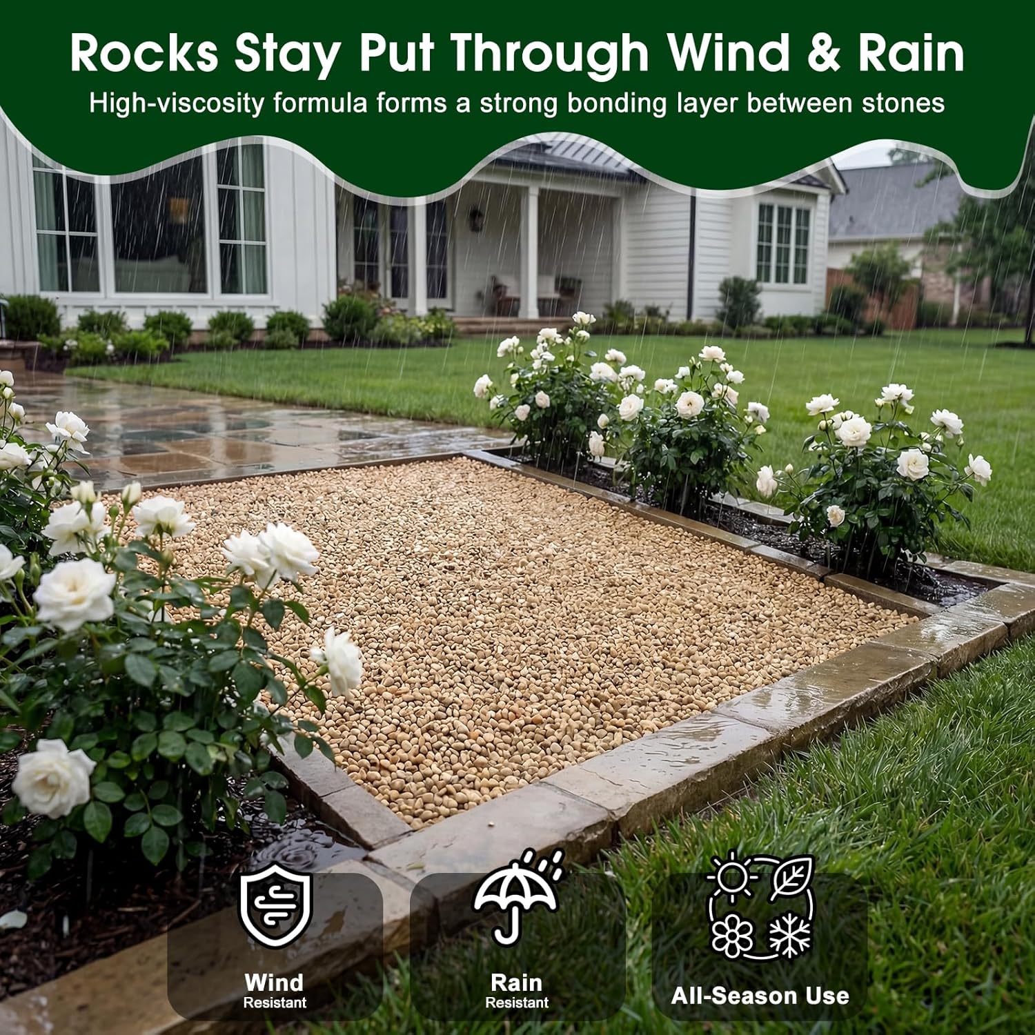 Teexpert 1 Gallon Rock Glue for Landscaping – Strong Pea Gravel Binder & Stone Adhesive for Walkways, Yards, Patios