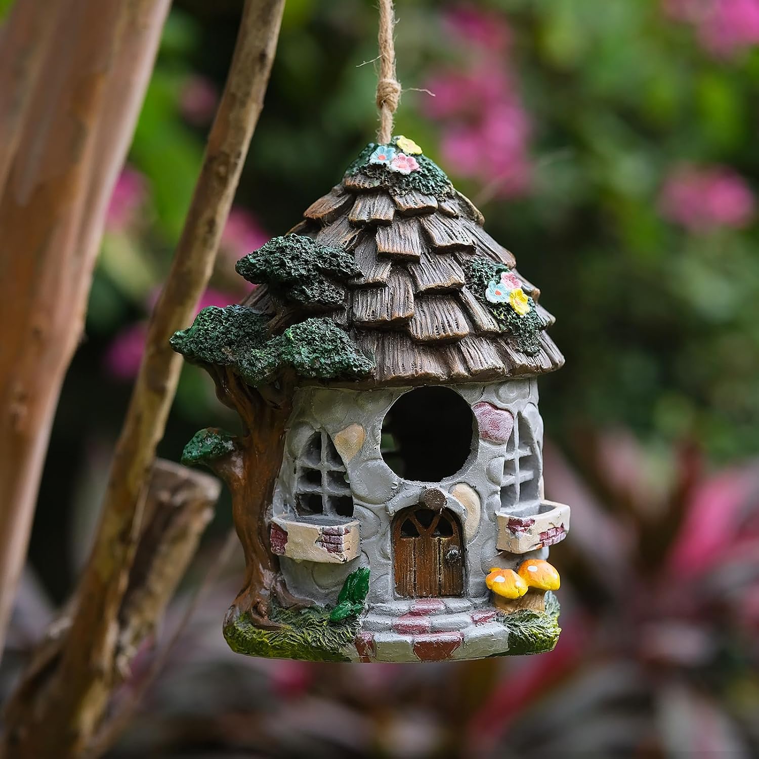Bird Houses for Outside Resin Bird House Room Garden Courtyard Backyard Decor Handmade House