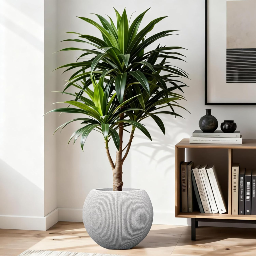 11.8" H x 14.5" Dia Large Round Plastic Planter Pot with Drainage & Plug | Indoor/Outdoor Use, UV/Weatherproof