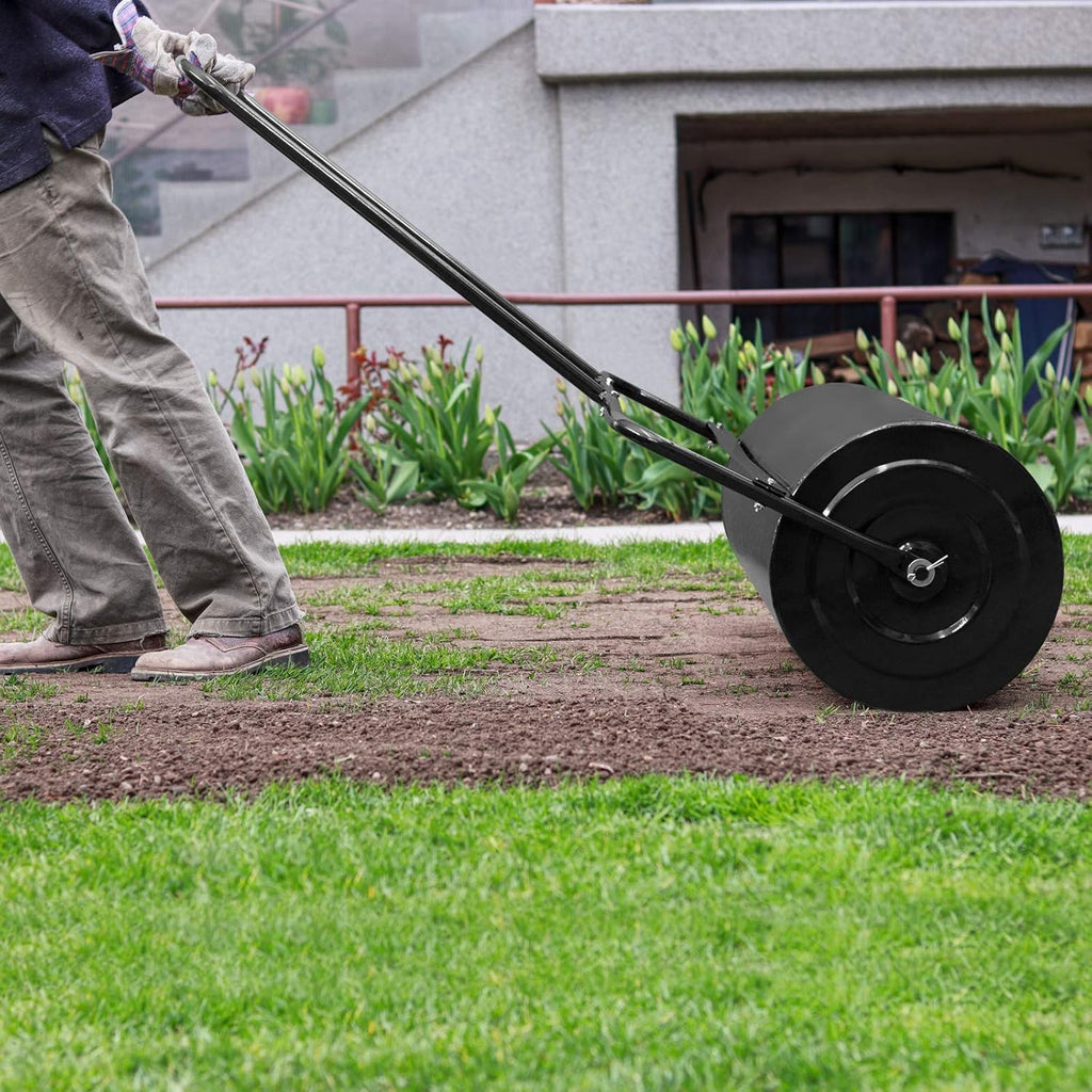 VINGLI 20 Inch Lawn Roller Water Filled Pull Behind Garden Drum Roller Push/Tow Behind, Water/Sand Filled for Garden