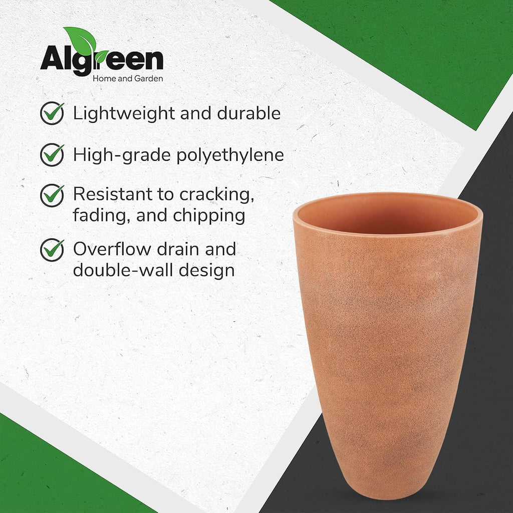 Algreen 43729 Acerra Weather Protected Recycled Composite Vase Planter Pot, Indoor or Outdoor use, Tall Lightweight 7
