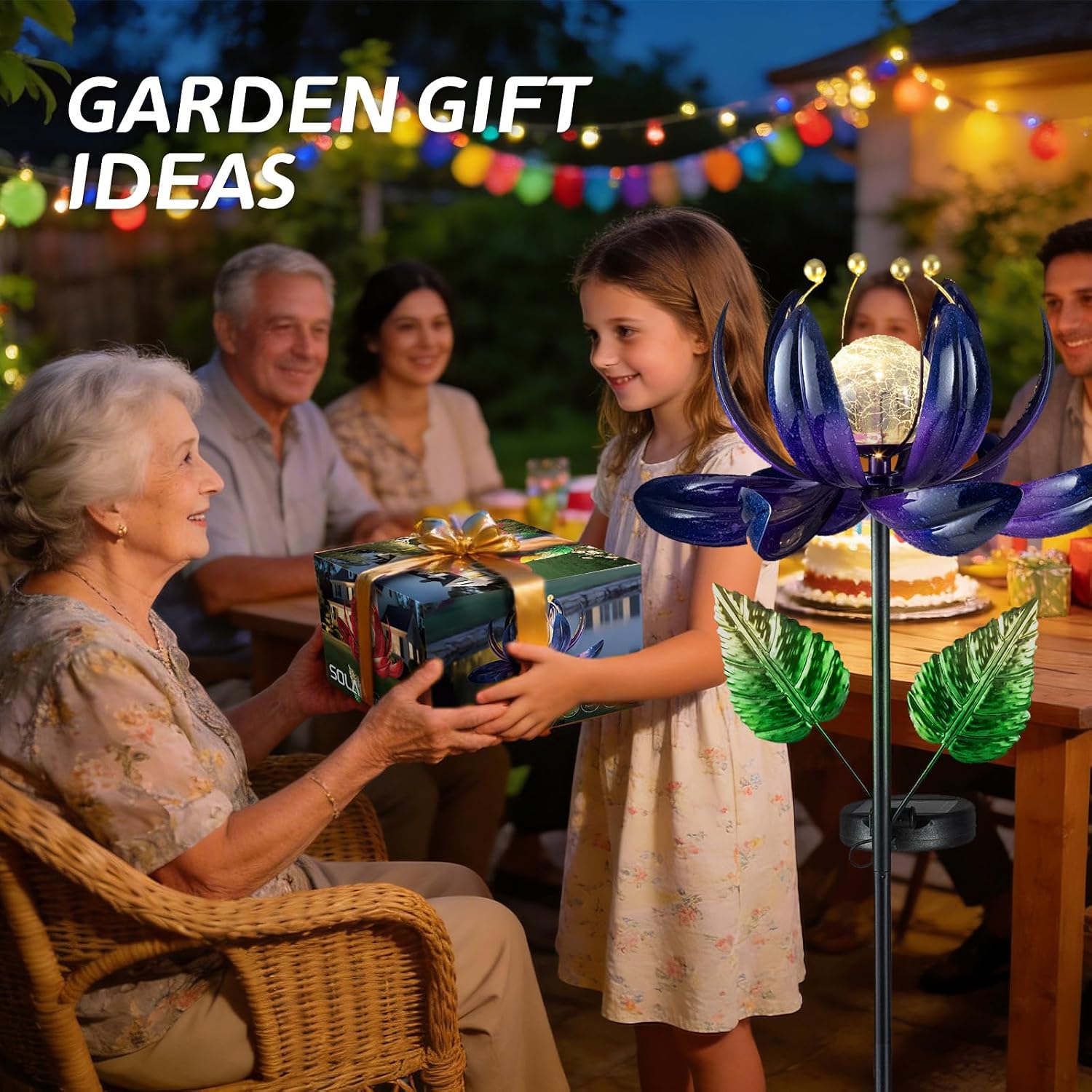 AIINY Solar Purple Metal Flower Wind Spinners, Colorful Spinning Windmill Lotus Yard Art Lights with LED Crystal Ball