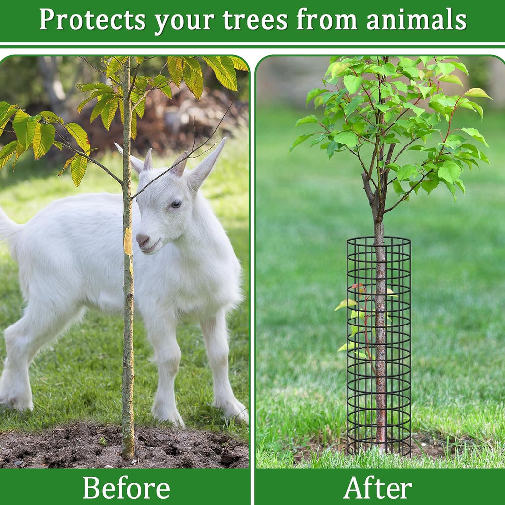 12 Pack Tree Protectors from Deer, 16.5 ''H Pre-Curved Tree Trunk Protector | with Zip Ties Metal Stakes and Gloves