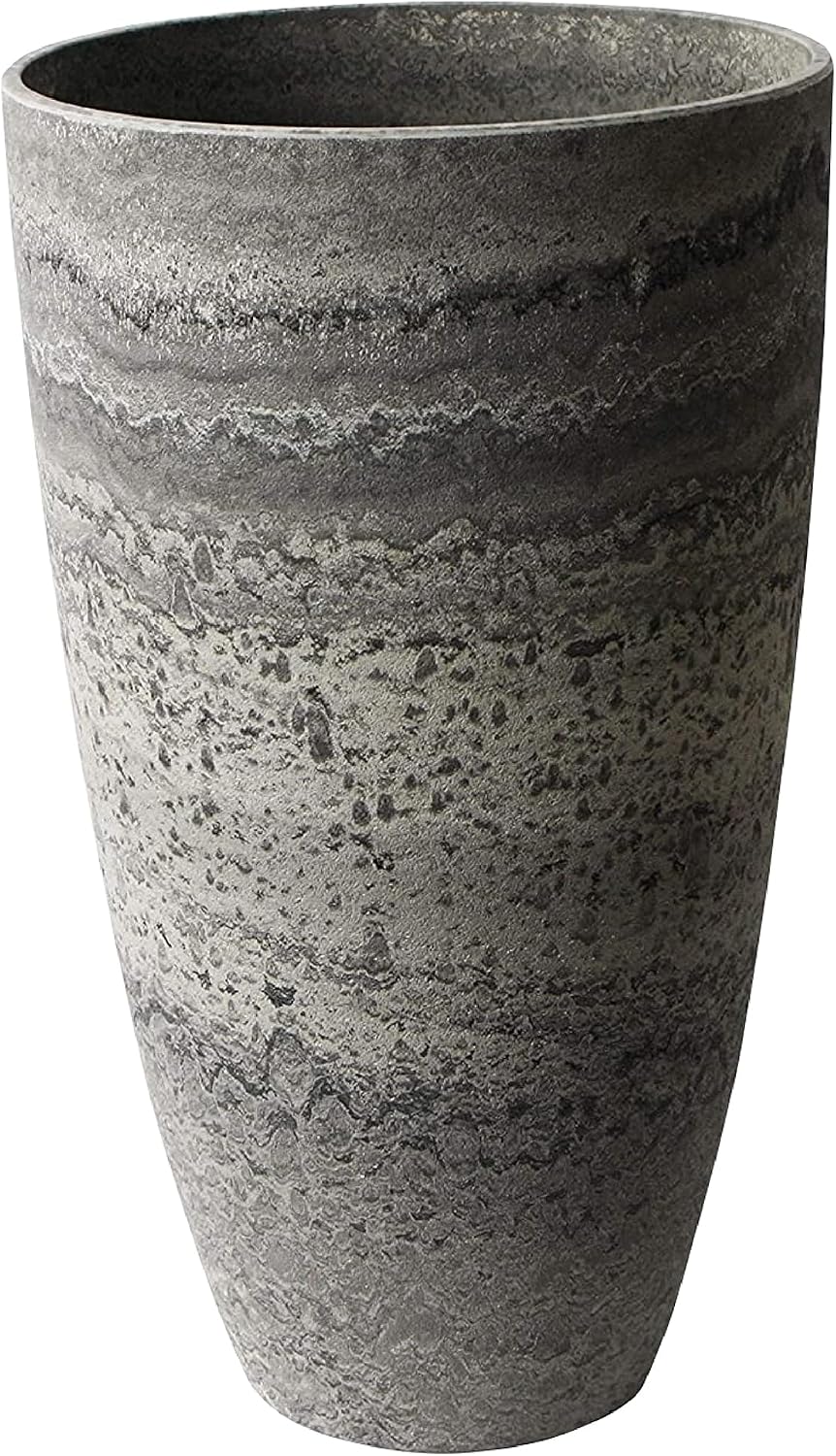 Algreen Products Acerra Composite Vase Planter with Drainage Hole, Decorative Texture, Removable Plug for Lawn and