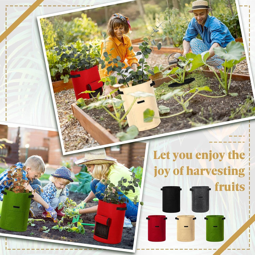 Yinder 20 Pcs 10 Gallon Potato Grow Bags with Flap and Handles Thickened Aeration Fabric Pots Garden Bags Potato