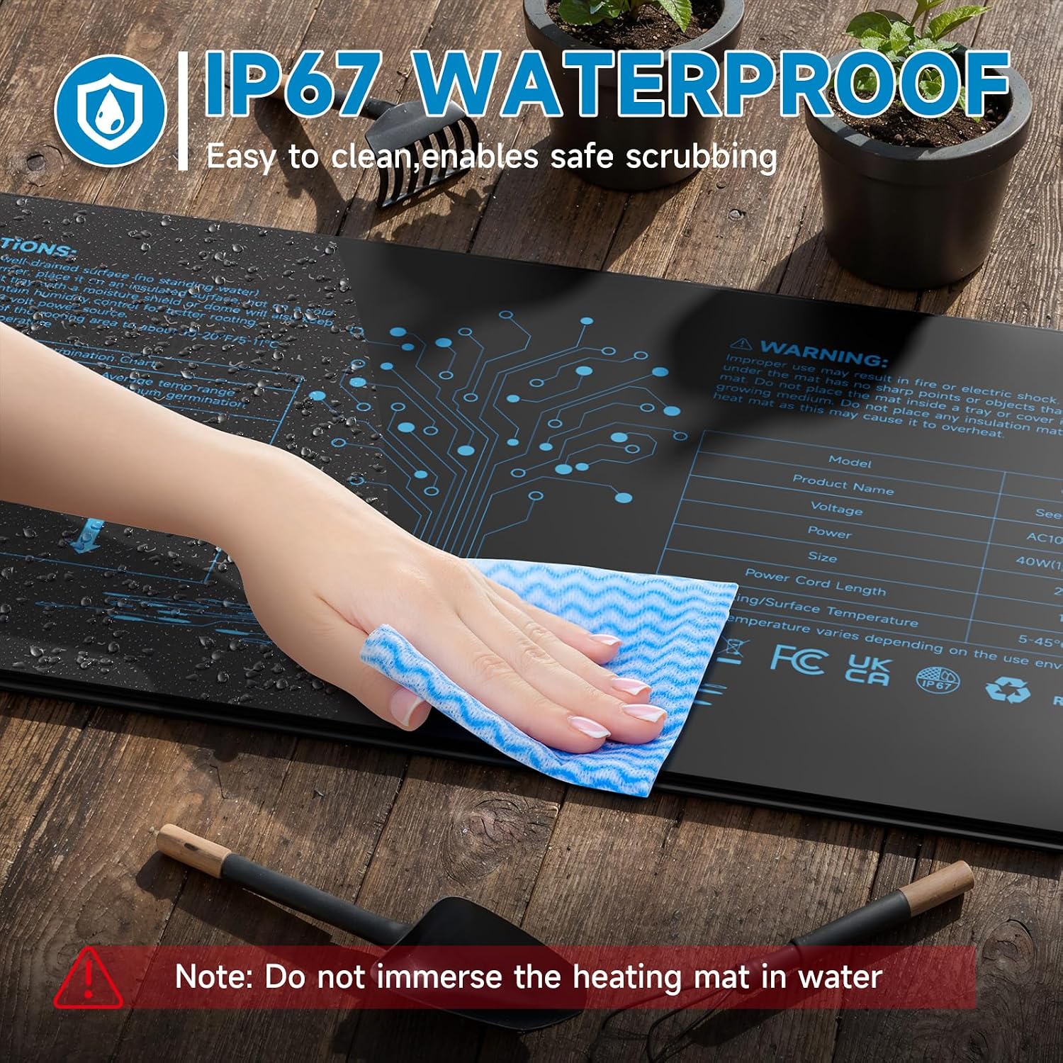 Hon&Guan 2 Packs 10"x 20.75" Seedling Heat Mat with Digital Thermostat | PVC/PET layers, IP67 surface, 41-113°F