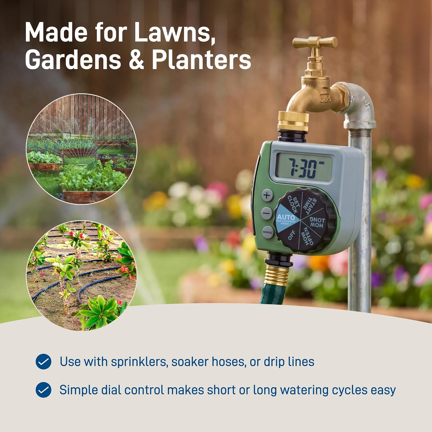 Orbit One Outlet Single-Dial Hose Faucet Timer - Easy Programmable - For Garden Watering System - LCD Hose Timer with