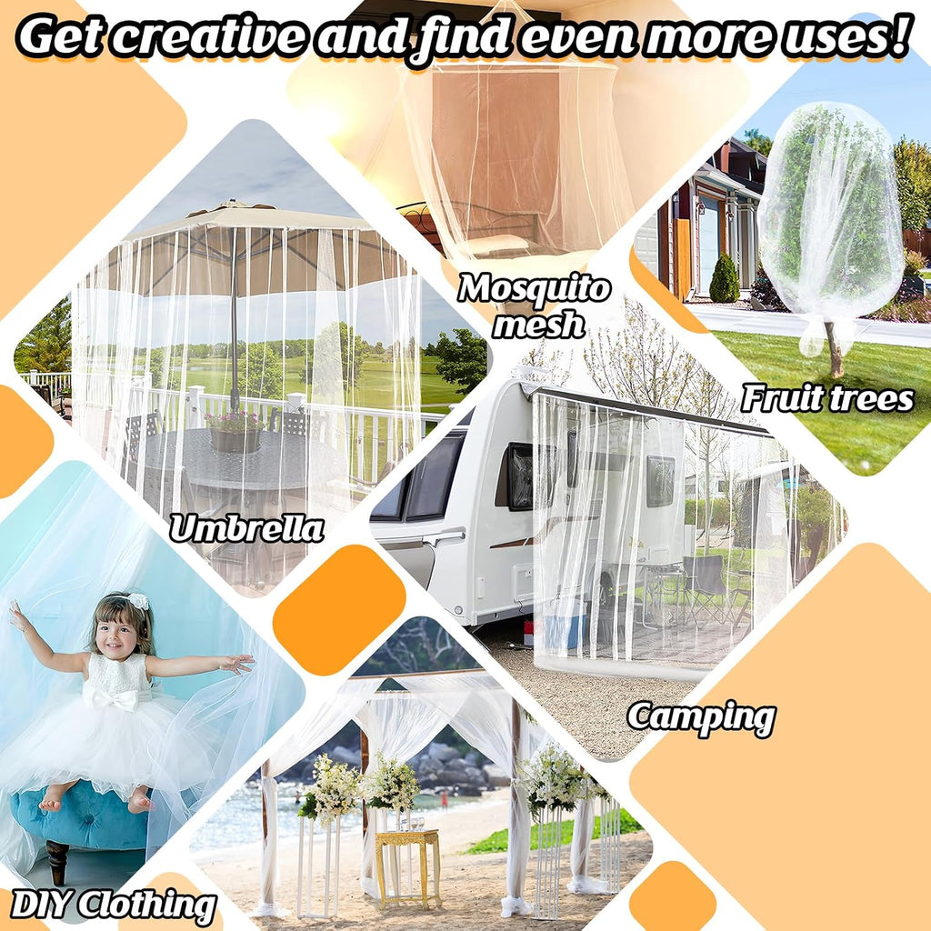 33x10ft Ultra-fine Mesh Mosquito Net, Patio Screen Netting, 1Pc White | Breathable, Easy to Cut, Bird Insect Pest Bugs