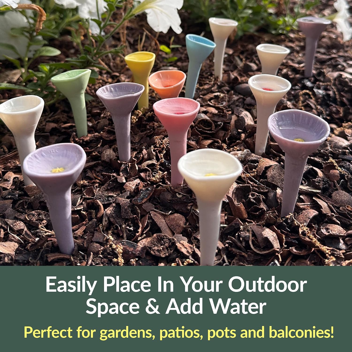 5 Pack, Bee Watering Station, 100% Handmade Porcelain, Bee and Butterfly Feeder for Garden, Outdoor Feeders for Thirsty