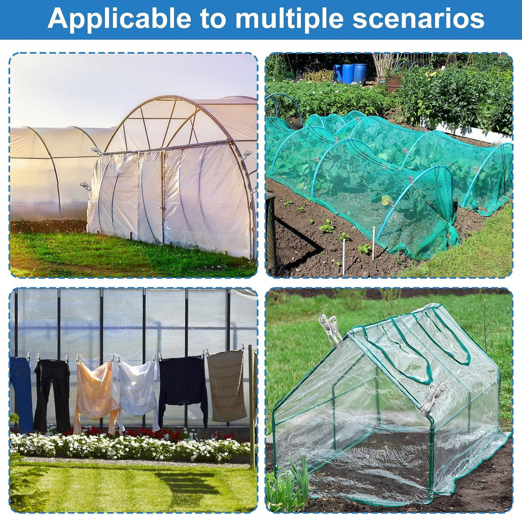 120 Pcs Greenhouse Clips, Garden Clips for Netting, Stainless Steel Greenhouse Clamps, Have a Strong Grip to Hold Down