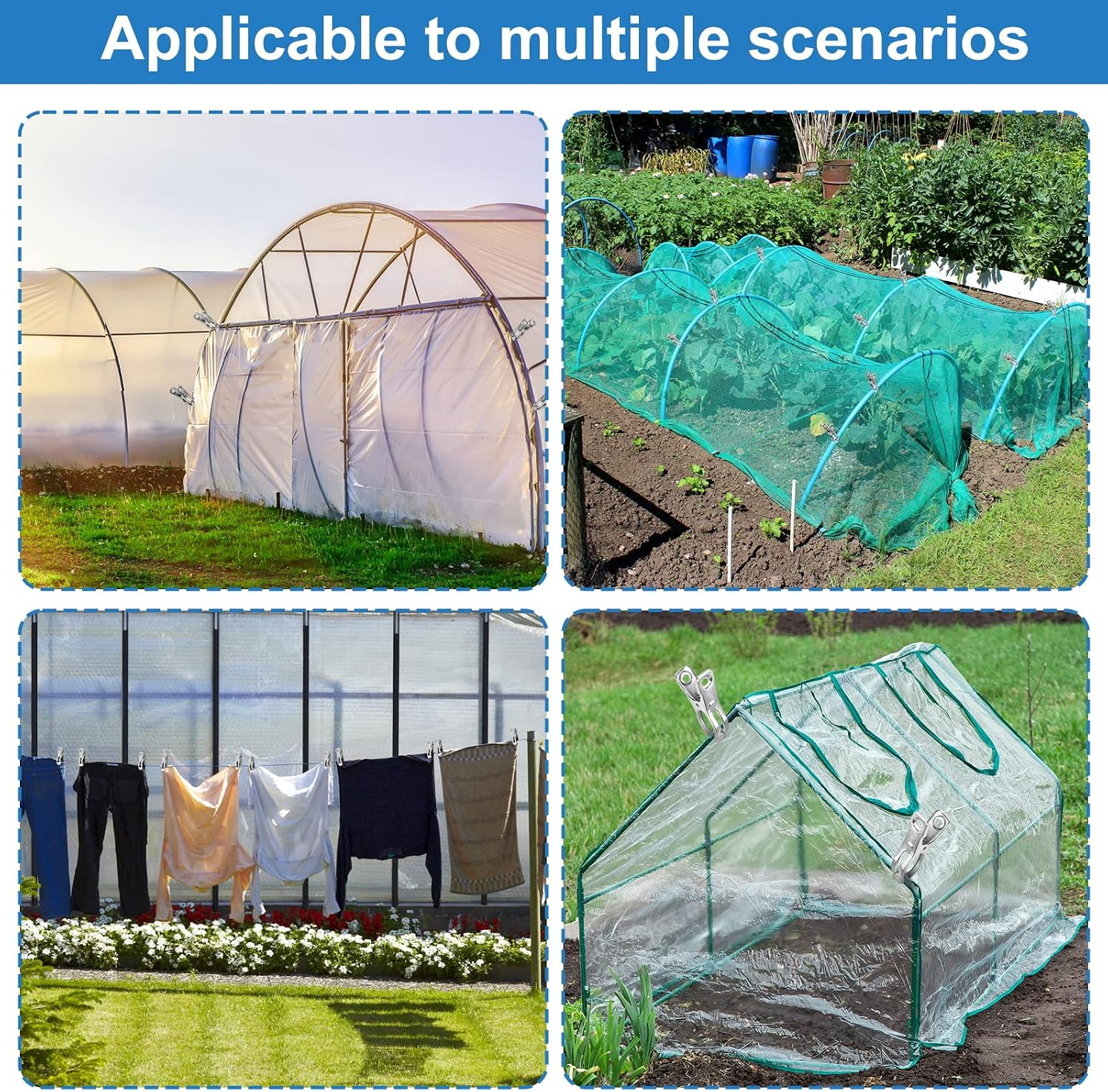120 Pcs Greenhouse Clips, Garden Clips for Netting, Stainless Steel Greenhouse Clamps, Have a Strong Grip to Hold Down