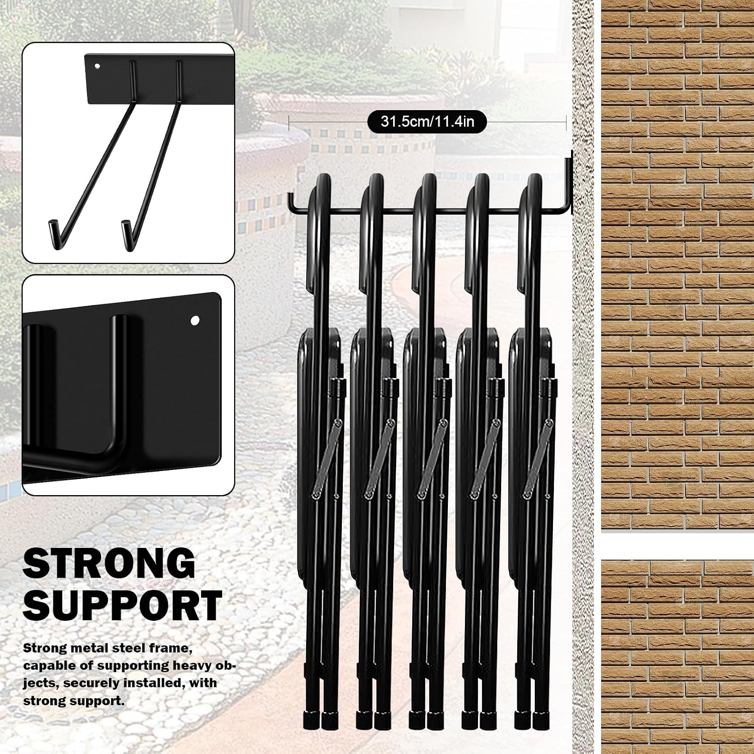 TTzycc 2-Pack Folding Chair Storage Rack for Chair Organization and Garage Wall Mount Storage, Garden Tool Rack