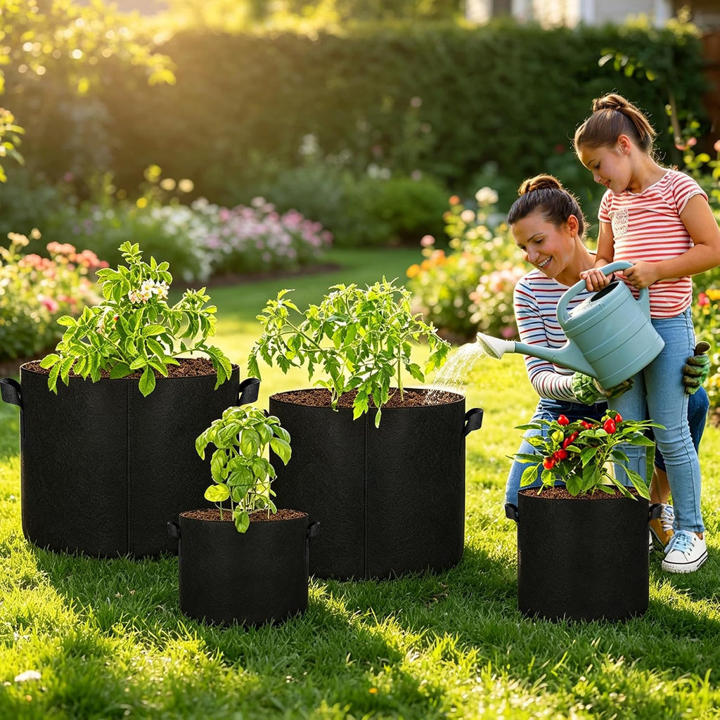 12-Pack 10 Gallon Grow Bags, 300G Thickened Nonwoven Garden Pots,Heavy Duty Fabric Pots with Reinforced Handles