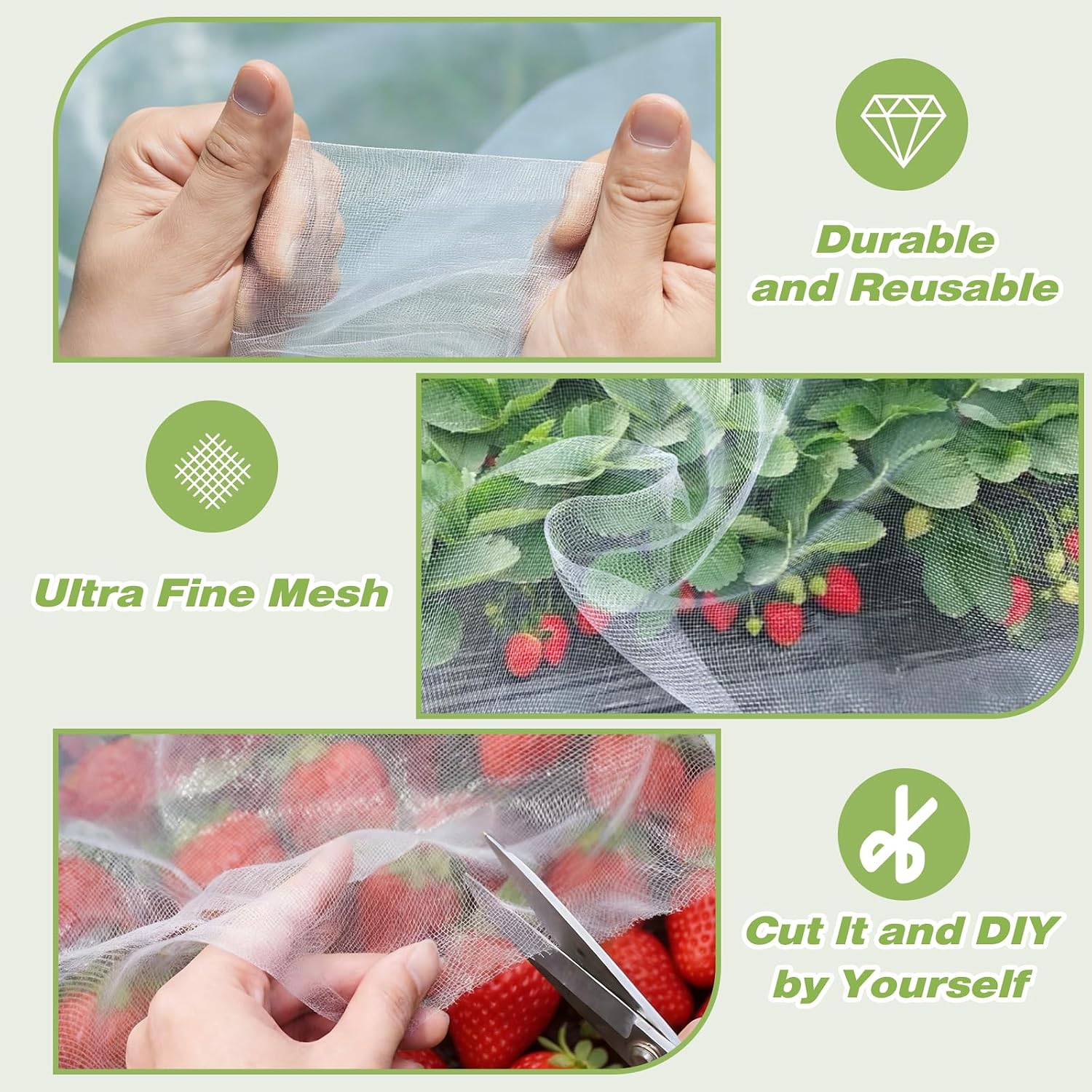 Ultra Fine Garden Netting,10'x49' Plant Netting Pest Barrier for Garden Protection Row Cover Raised Bed Screen Mesh