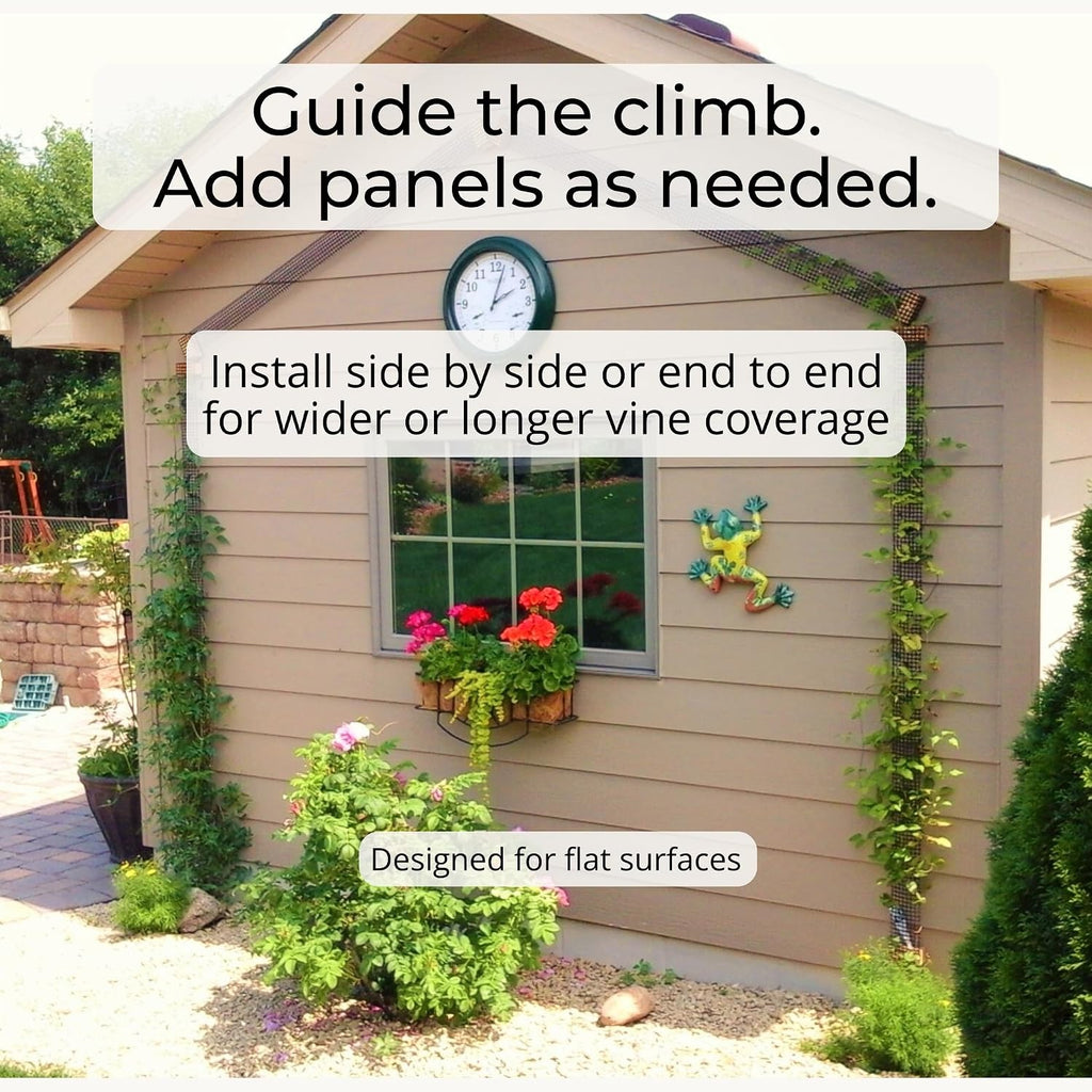 Deck Post Trellis for Clematis and Climbing Plants, 1-Pack | Slim 4-inch wide trellis wall-mounted grid supports 50 lbs