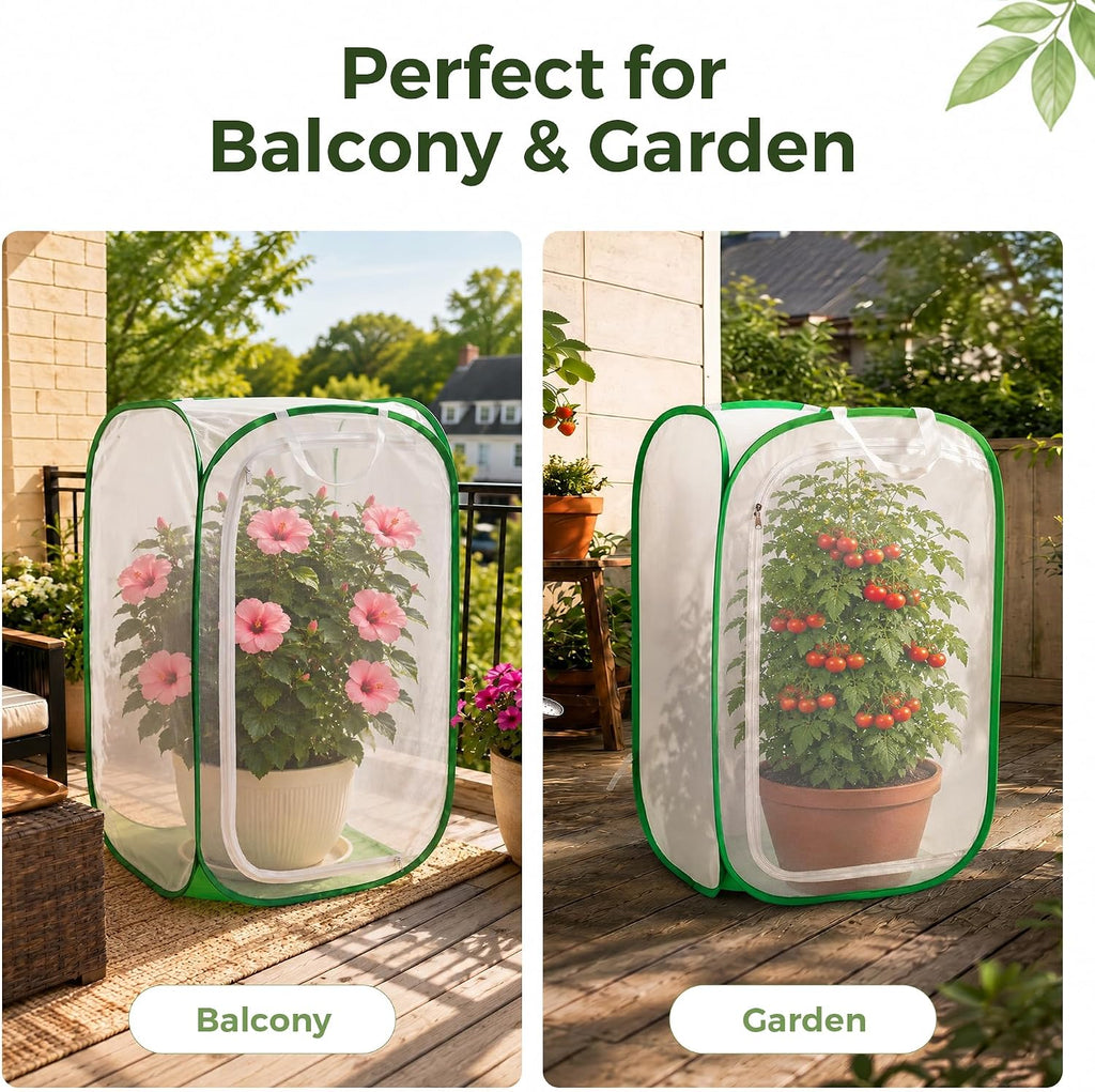 36" Pop Up Garden Mesh Plant Cover, Butterfly Enclosure Mesh | Pop Up Greenhouse, Plant Cover for Pests, Bird and Plant