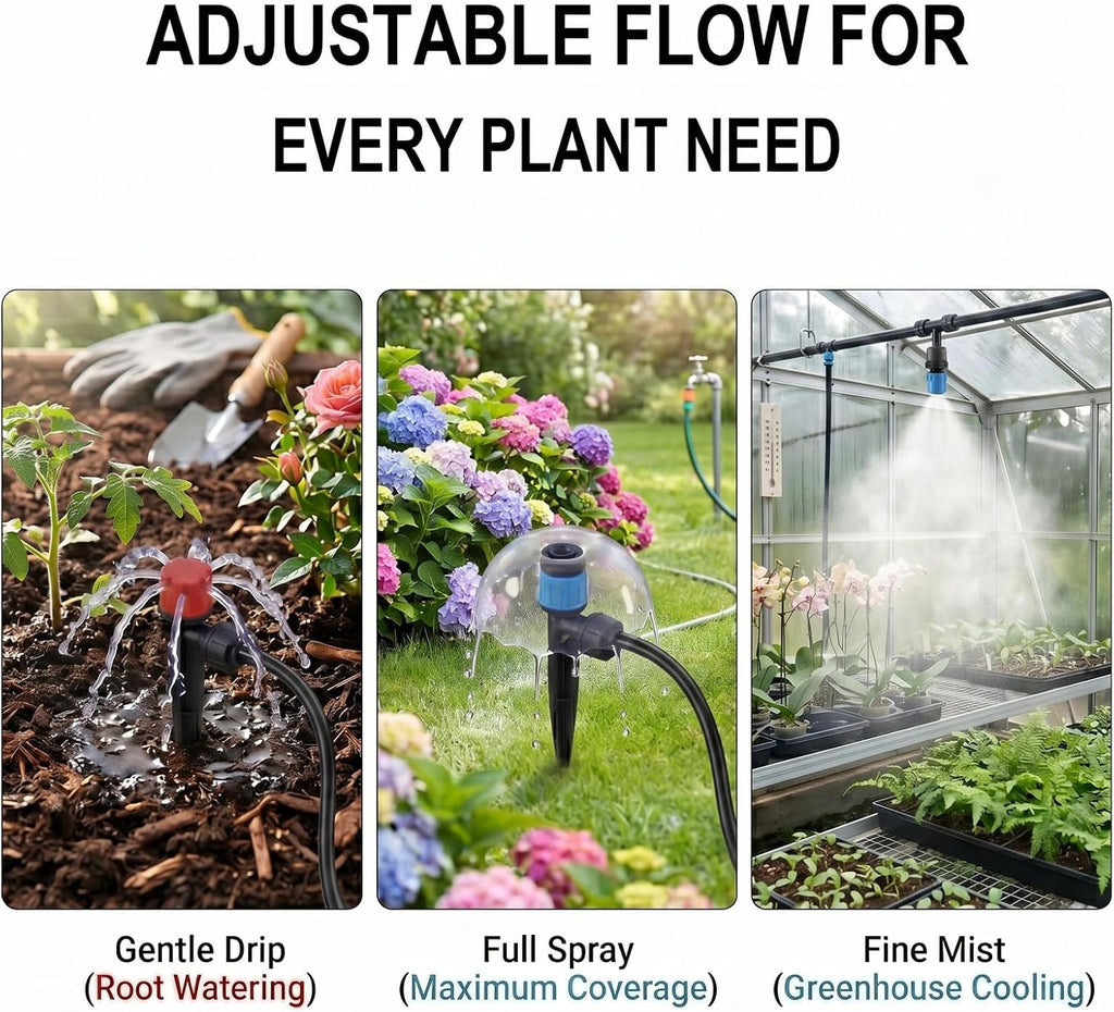 Drip Irrigation Kit – 230FT Automatic Garden Watering System with Quick-Connect 1/4" & 1/2" Fast-Lock Tubing