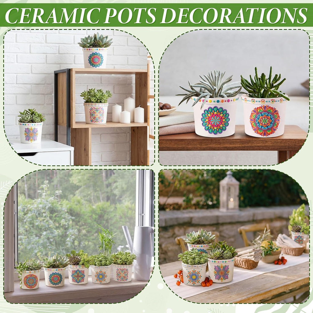 Zubebe 12 Pcs Paint Your Own Ceramic Pots Bulk Unfinished Succulent Pots Craft Kit with Drainage Hole Mini Paintable