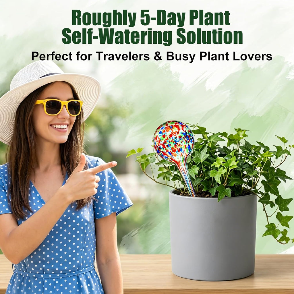 8Pcs Glass Plant Watering Globes,Self Watering Globes,Water Bulbs | Automatic Plant Watering Can Devices Garden, Glass