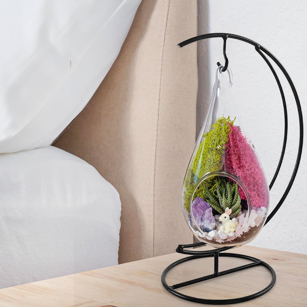 Creations by Nathalie DIY 7" DIY Teardrop Terrarium Kit - Build Your Own Glass Terrarium for Adults & Teens with Moss