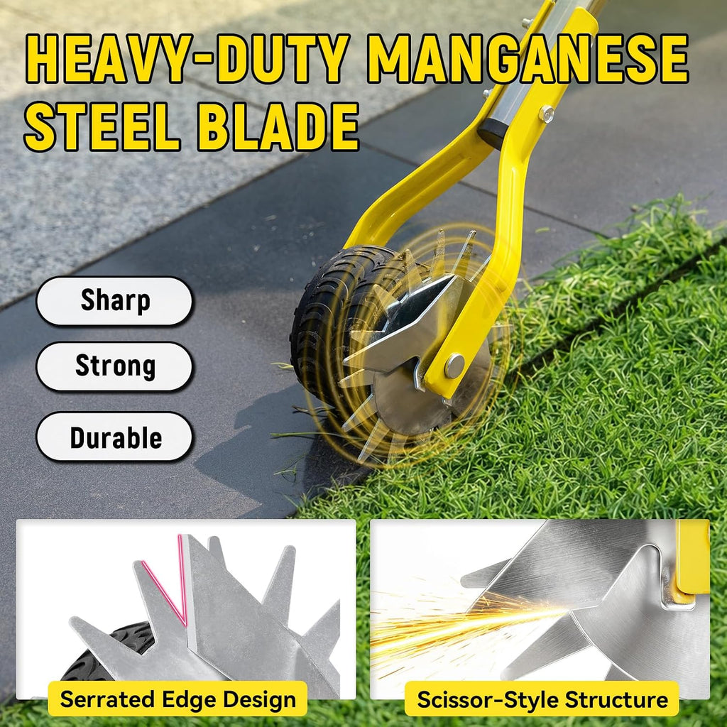 Manual Edger Lawn Tool, 75 Inch Wheel Rotary Edger for Lawn with Extra-Wide Wheel, Grass Edge Trimmer with Adjustable
