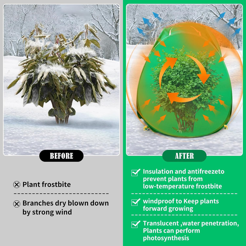 2 Pack Pop Up Winter Plant Covers, 28x28x33 Freeze Protection Shrub Covers | Shrub Covers for Winter, Frost Freeze
