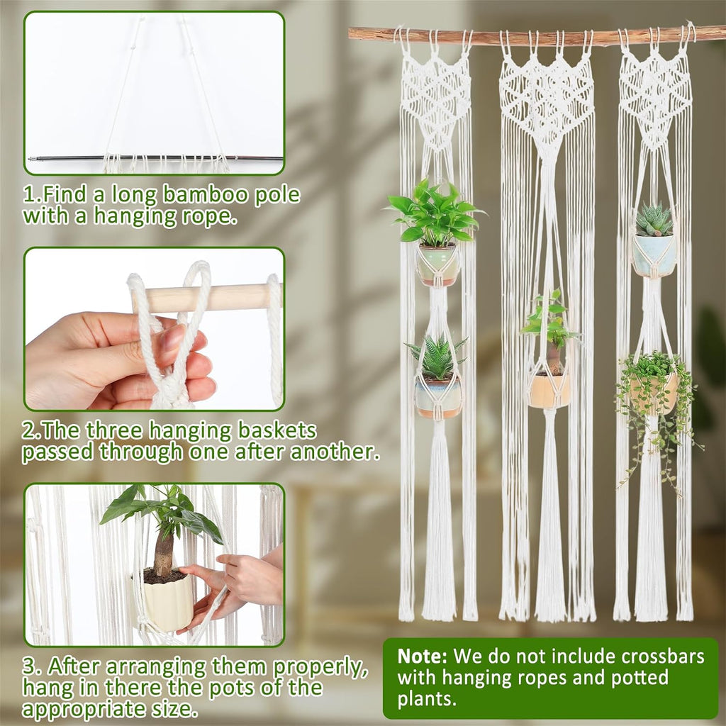Thyle Macrame Plant Hanger Indoor Woven Boho Rope Decorative Flower Pot Hanging Holder Bohemian Plant Floating Shelve