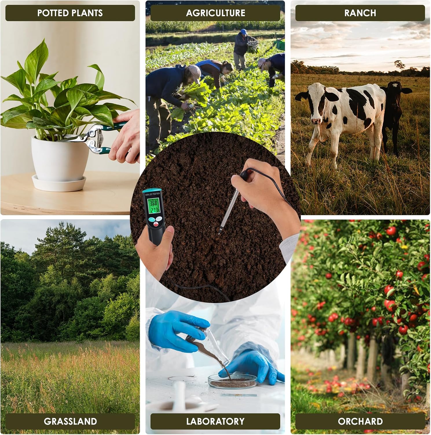 2 in 1 Digital Plants EC Meter Soil EC & Temperature Meter | Soil EC Meter with ATC, Corded EC Sensor Electrode