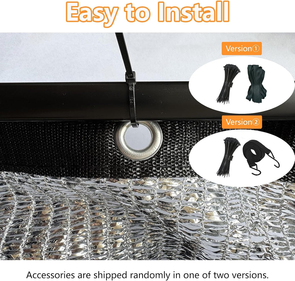 POYEE 10x20ft 85% Aluminet Shade Cloth | Reflective Sun Shade Cover with Grommets for Garden, Car, Chicken Coop, Dog