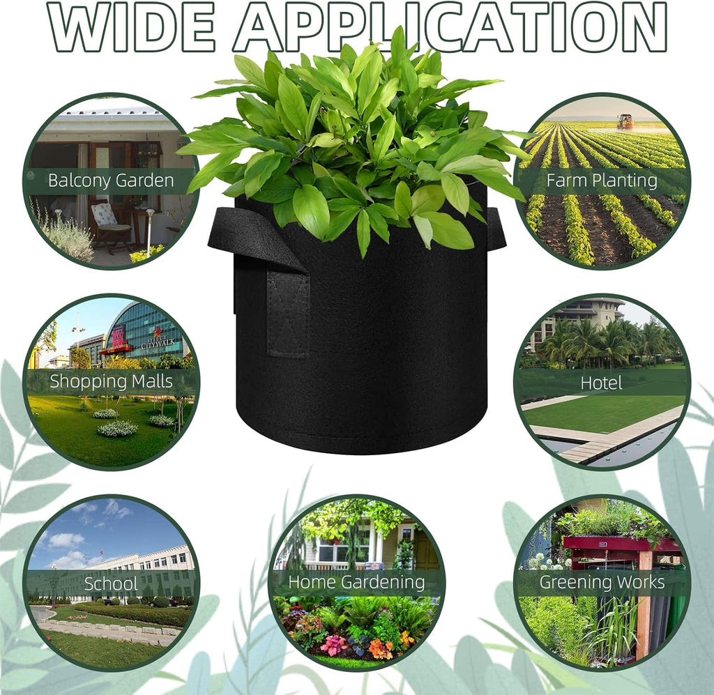 5/10/12/20/30 Pack 10 Gallon Grow Bags, Heavy Duty Thickened Nonwoven Fabric Pots with Handles, Plant Grow Bags for