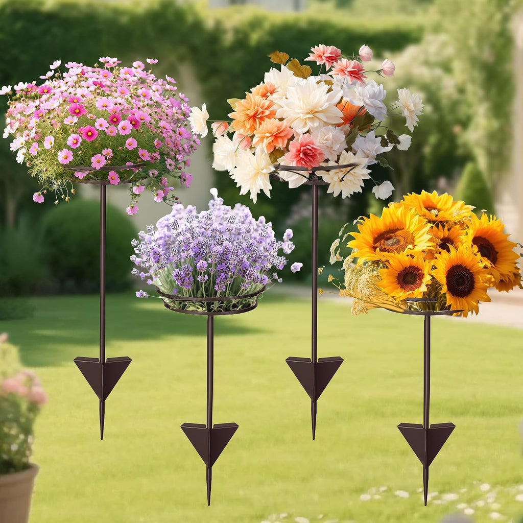 Tellingyou 2 Pack Adjustable Outdoor Flower Pot Stand, Plant Stands(Brown) | Metal, Spring Summer Versatile Plant