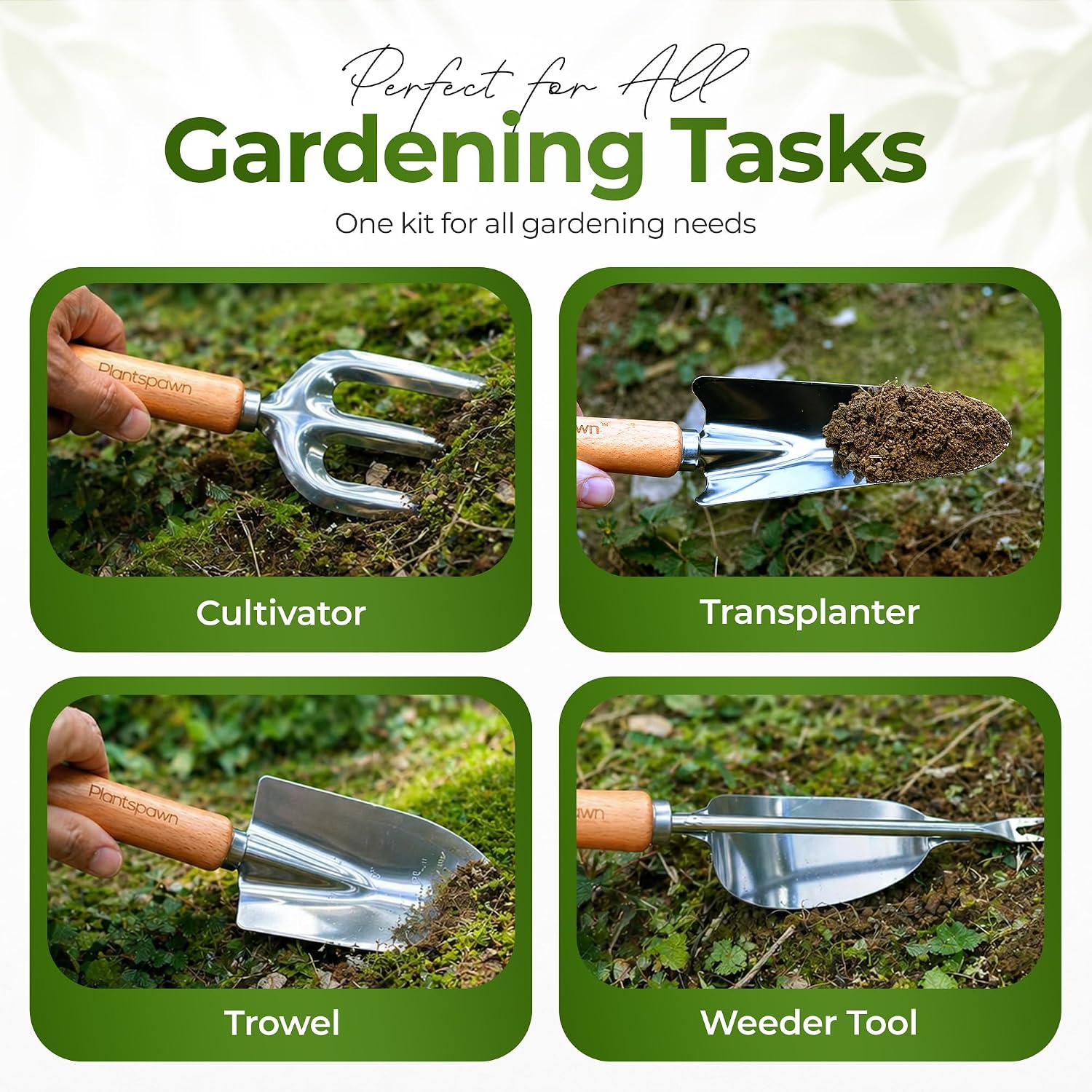 Gardening Tools Set with Organizer Handbag 9-Piece, Heavy‑Duty Rust‑Proof Garden Hand Tools, Wooden Handles,15 Plant
