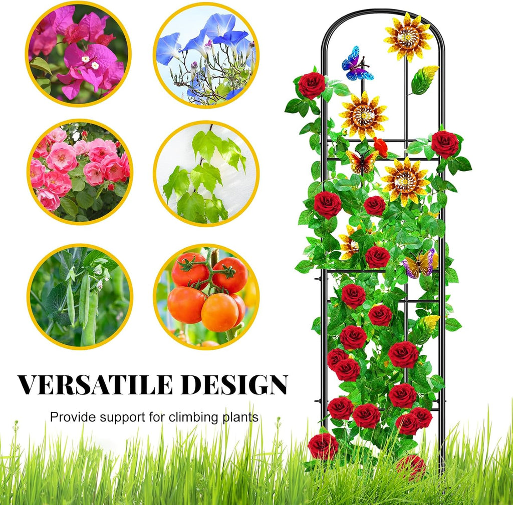2 Pack Garden Trellis for Climbing Plants Outdoor, Metal Plant Trellis Vine Frame Support for Potted, Decoration Plant
