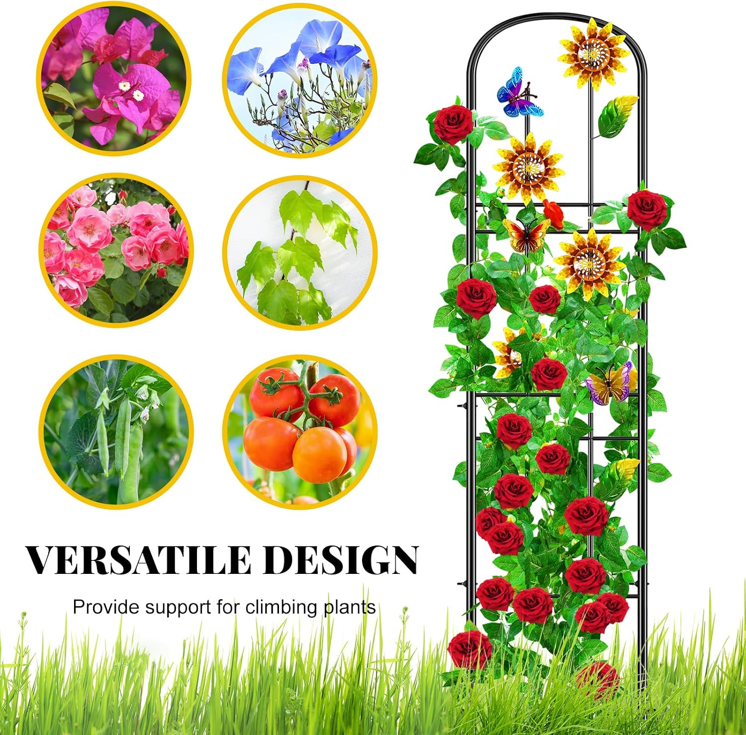 2 Pack Garden Trellis for Climbing Plants Outdoor, Metal Plant Trellis Vine Frame Support for Potted, Decoration Plant