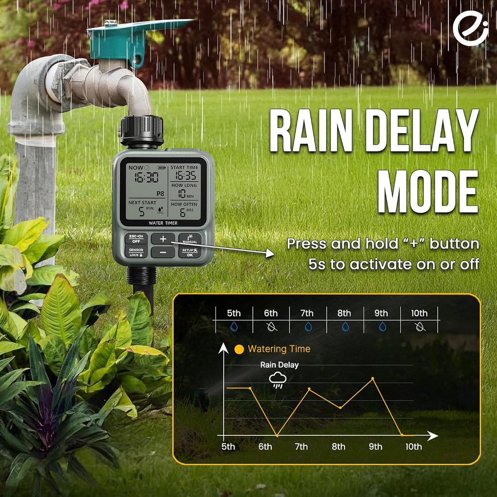Egardenkart, Sprinkler Timer Outdoor - Water Timer for Garden Hose with Automatic, Manual, Rain Delay Mode | Large