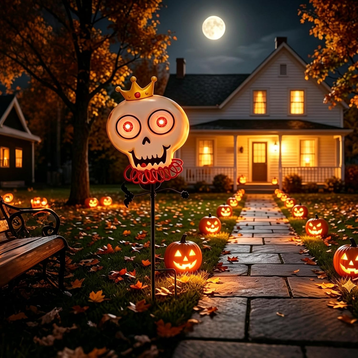 Solar Halloween Skull Garden Stake Light, Spooky Halloween Decorations