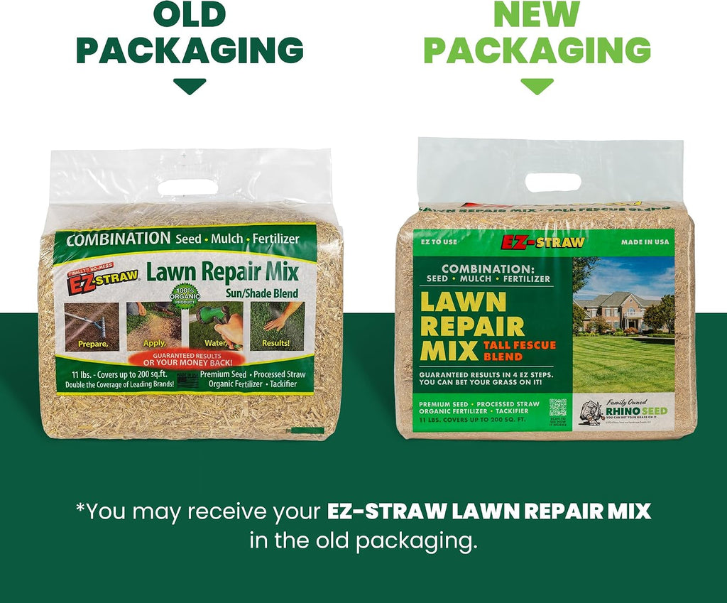 EZ Straw Lawn Repair Mix Tall Fescue Blend - Seed, Mulch and Fertilizer Combination, 11lbs (Covers 200sq ft.)
