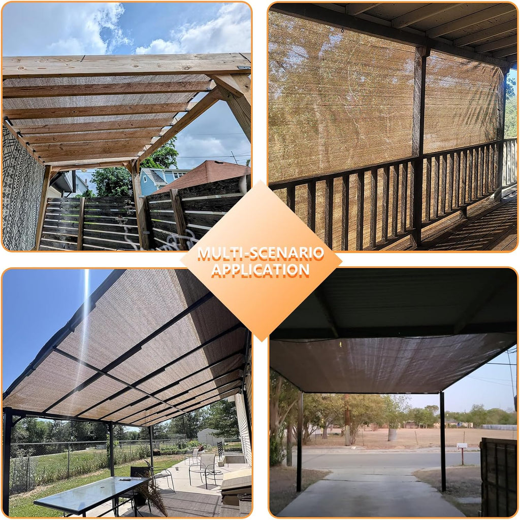 POYEE 90% Sun Shade Cloth, 6x20ft Pergola Shade Cover with Grommets | Outdoor Sun Shade Screen Fabric for Patio
