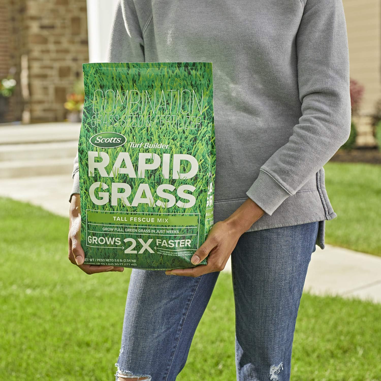 Scotts Turf Builder Rapid Grass Tall Fescue Mix, 5.6 lbs. | Combination Grass Seed and Fertilizer for Lawns, Lawn Seed