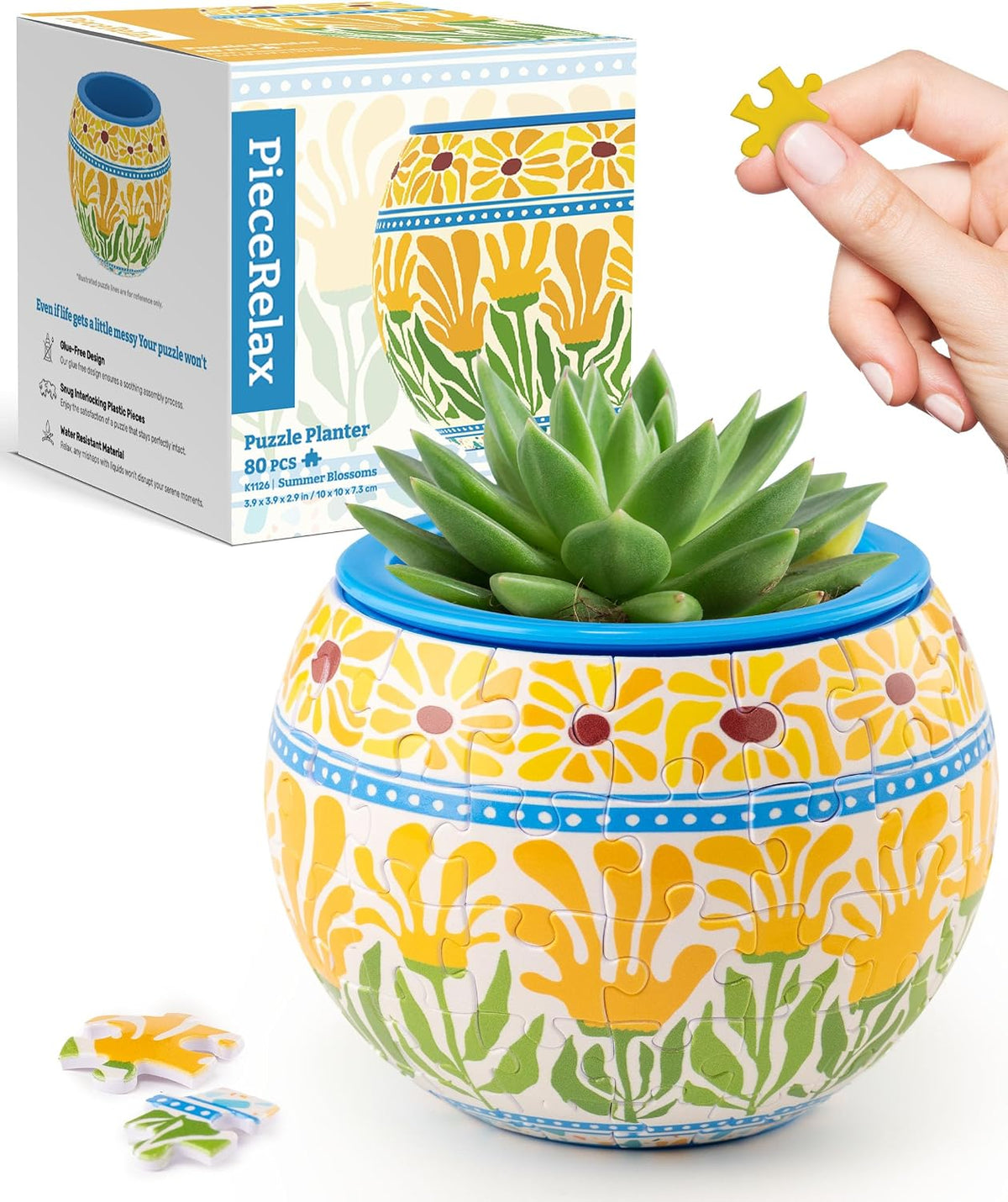 PieceRelax Unique 3D Puzzle Planter - 80 Plastic Pieces [K1126]